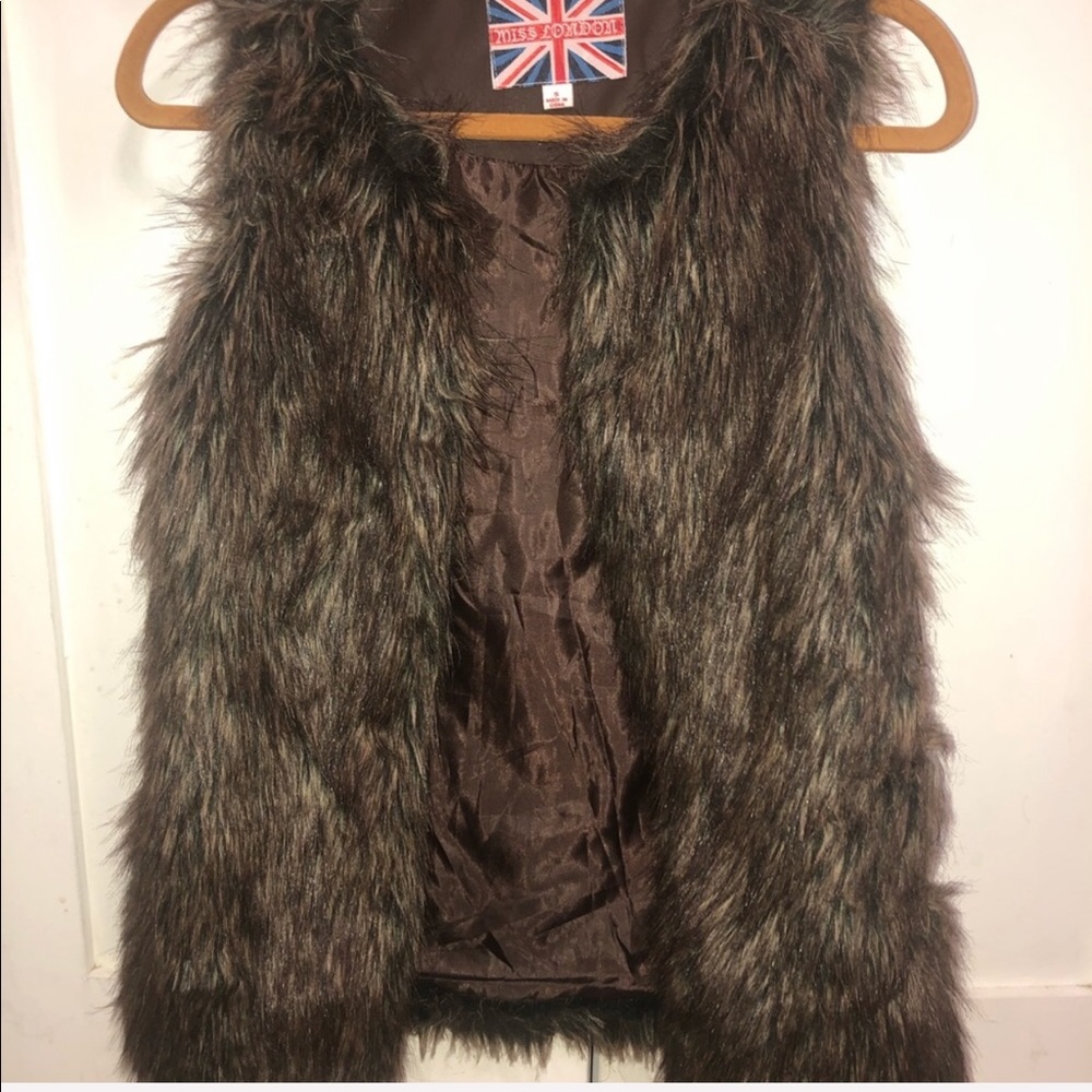 Faux fur dark brown vest